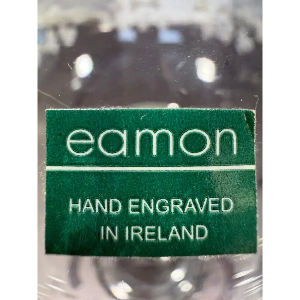 Vintage Eamon Glass Ireland Claddagh Hand Engraved 7.5